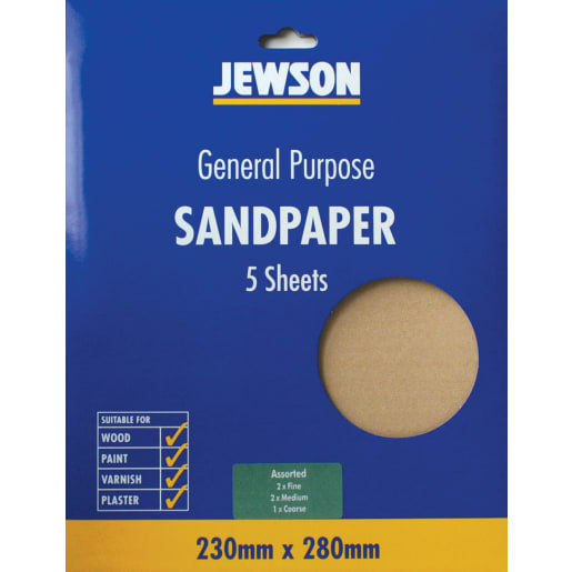 Jewson Prepacked Glass Fine Sanding Paper Pack of 5