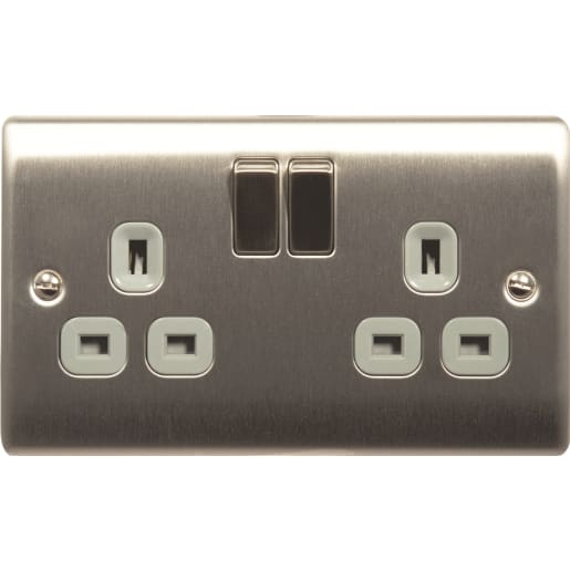 BG Electrical Nexus Metal 2 Gang 13A Switch Socket Grey