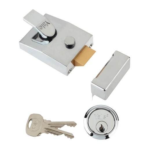 Yale Deadlocking Night Latch 60mm Backset Polished Chrome