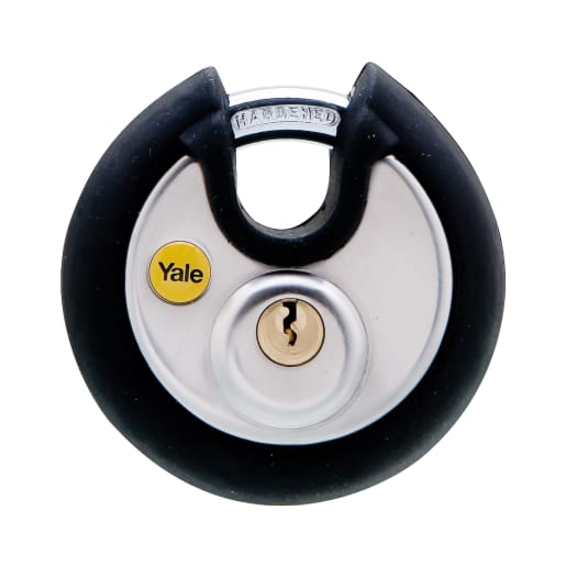 Yale Silver Series Disc Padlock Closed Shackle 70mm Chrome