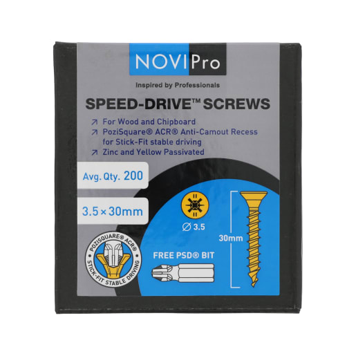 NOVIPro Speed-Drive Screws 3.5 x 30mm Yellow Passivated Pack of 200