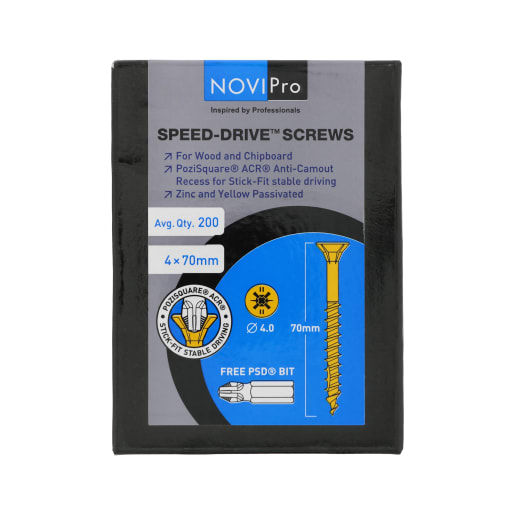 NOVIPro Speed-Drive Screws 4.0 x 70mm Pack of 200