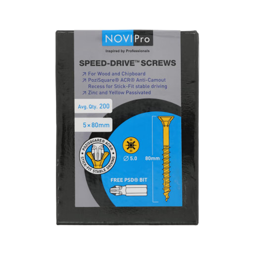 NOVIPro Speed-Drive Screws 5.0 x 80mm Pack of 200