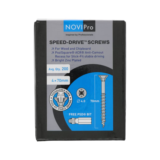 NOVIPro Speed-Drive Screws 4.0 x 70mm Bright Zinc Plated