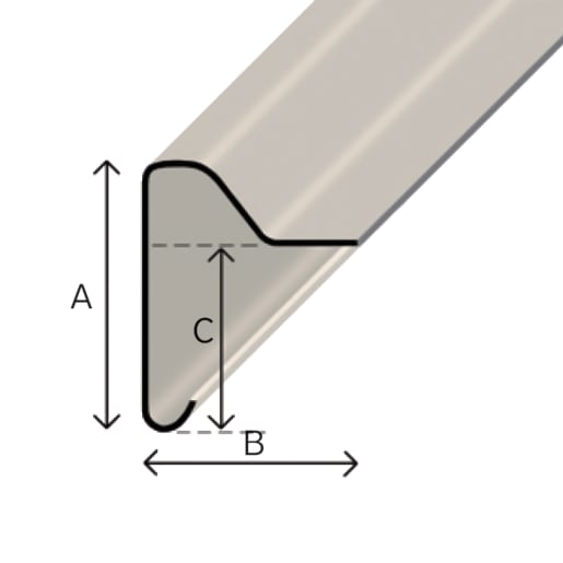 TuffStuff B260 Upstand Trim 3M x 125mm x 110mm Grey