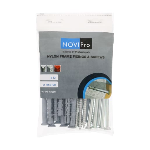 NOVIPro Frame Fixing Nylon Plug Countersunk Pozi-Head Screw 120 x 10mm Pack of 12