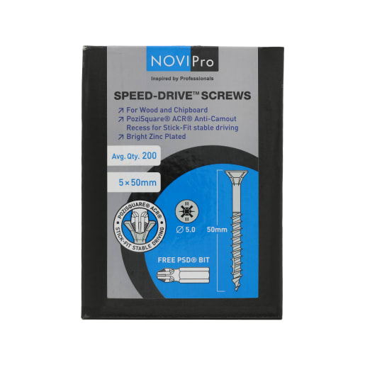 NOVIPro Speed-Drive Screws 5.0 x 50mm Bright Zinc Plated