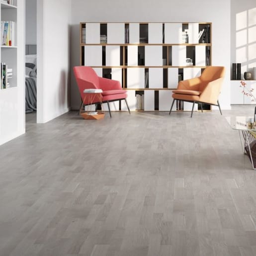Basix 14mm Engineered Wood Floor 3-Strip Grey Oak 207X2200mm 3.18m²