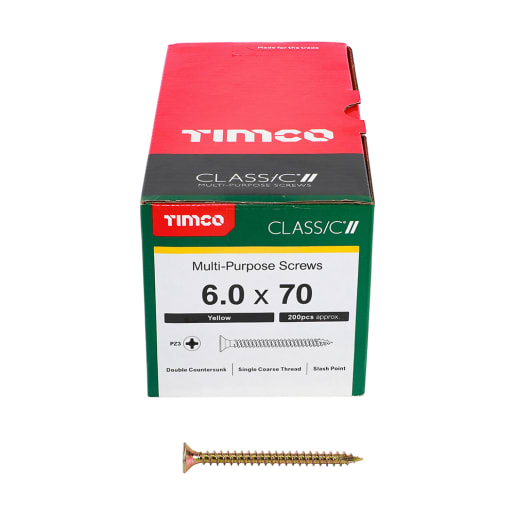 TIMCO Classic Multi-Purpose Double Countersunk Screws 6 Gauge 70mm L Box of 200