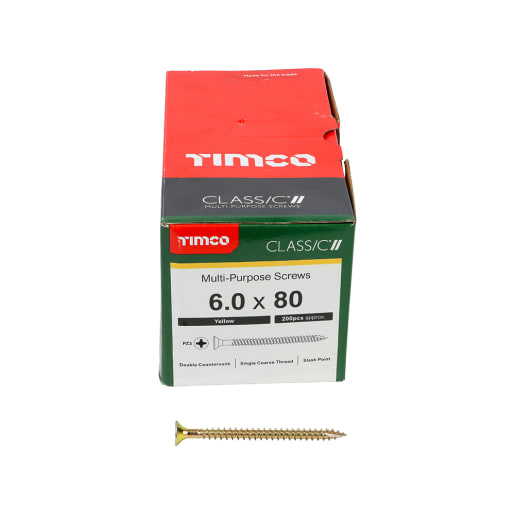 TIMCO Classic Multi Purpose Screw 80 x 6mm (L x Diameter) Box of 200