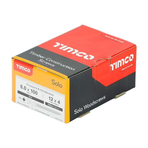 TIMCO Solo Woodscrews PZ2 CSK 100 x 6mm Zinc Plated