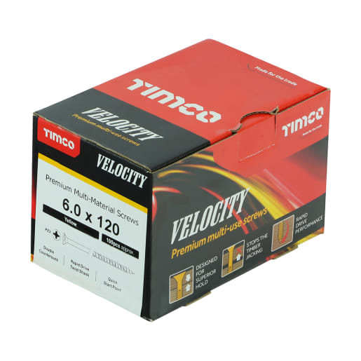 TIMCO Velocity Double Countersunk Screws 120 x 6mm 100 Pieces