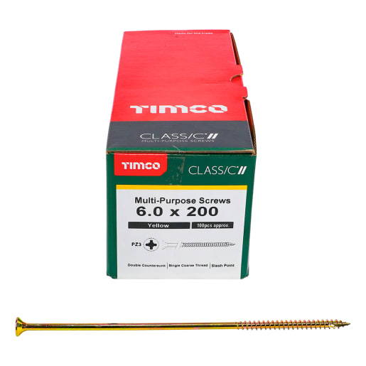 TIMCO Classic Screw PZ3 6mm Gauge 200mm L Zinc Yellow Passivated