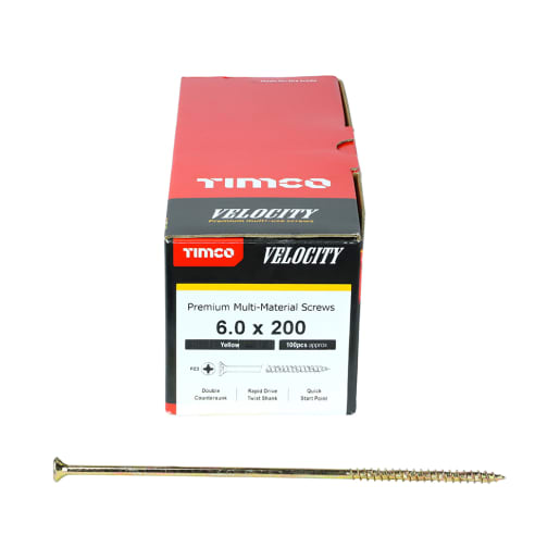 TIMCO Velocity Premium Wood Screw 200 x 6mm (L x Diameter) Box of 100