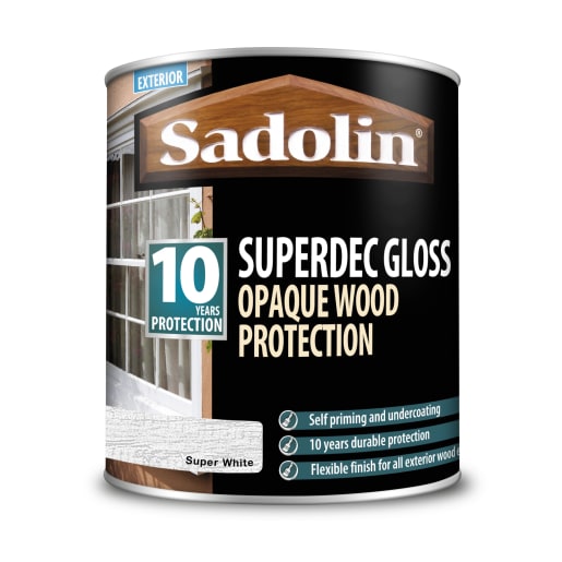 Sadolin Superdec Gloss Opaque Wood Protection 1 Litre Super White