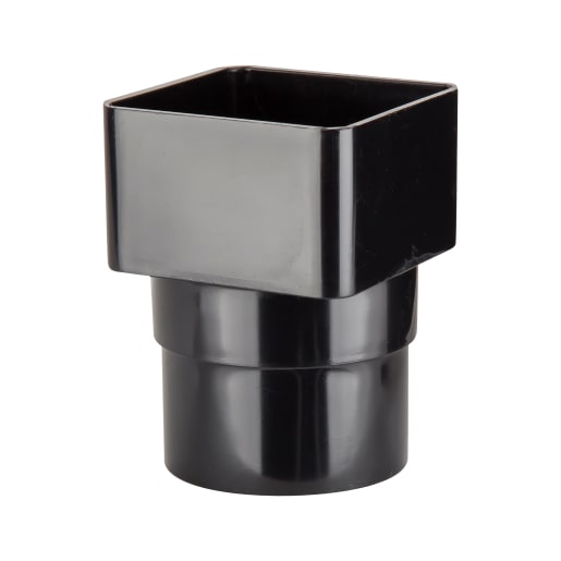 Polypipe Rainwater Drainage Square To Round Downpipe Adaptor Black