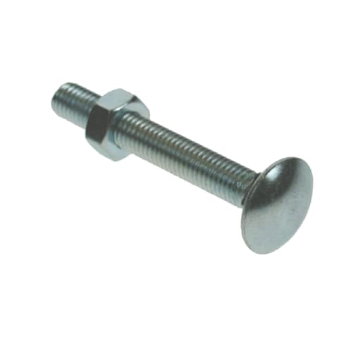 M10 Carriage Bolt and Hex Nut 240mm Bright Zinc Plated