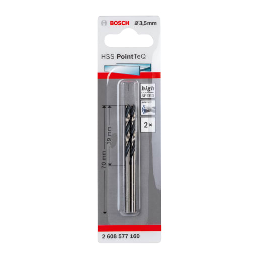 Bosch HSS PointTeQ Twist Drill Bit 70 x 3.5mm Pack of 2 Chrome