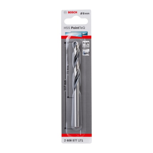 Bosch HSS PointTeQ Twist Drill Bit 117 x 8mm Chrome