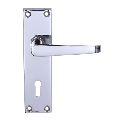 Victorian Straight Lock Door Handle Chrome Plated