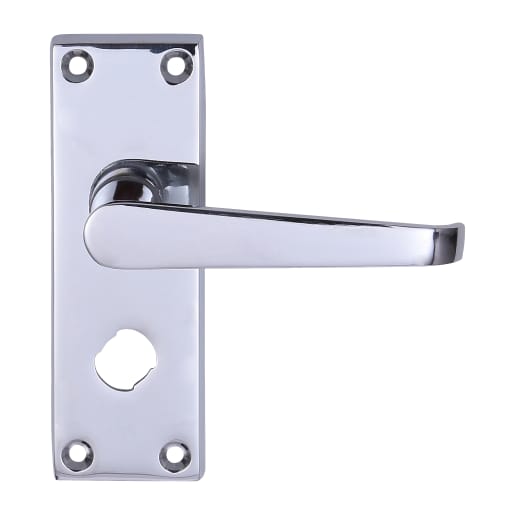 Victorian Privacy Straight Lock Door Handle Chrome Plated
