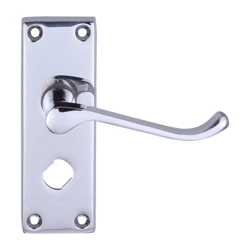 Victorian Privacy Scroll Lock Door Handle Chrome Plated