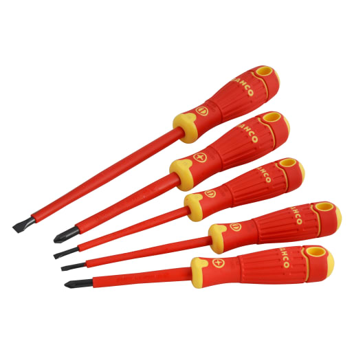 Bahco Fit Insulated Screwdriver Red Pack of 5