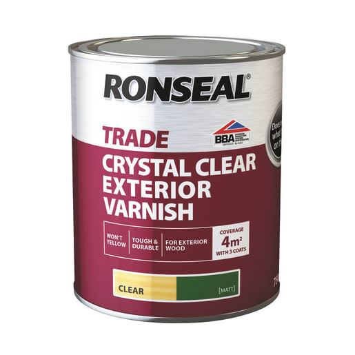 Ronseal Trade Crystal Clear Exterior Varnish 750ml Matt
