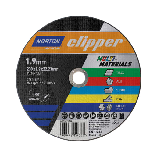 Norton Clipper Multi-Material Flat Cutting Disc 230 x 1.9 x 22.23mm