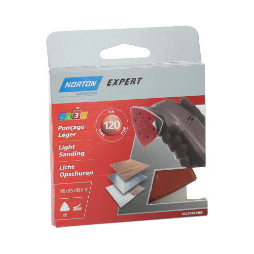 Norton Delta Sanding Sheets Punched 95 x 95mm 120 Grit Red