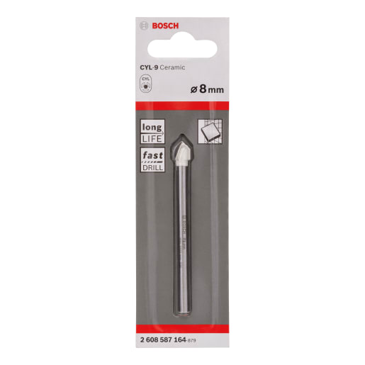 Bosch Drilling Cylinder 9 Ceramic Tile Drill Bit 8mm Silver