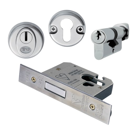 Eurospec Euro Profile Cylinder Turn Deadlock Set Satin Stainless Steel