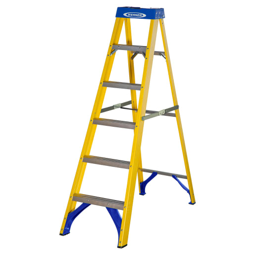 Werner Fibreglass Swingback 6 Tread Step Ladder Yellow
