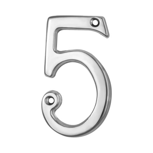 Carlisle Brass Numeral 5 Face Fix Number 76mm Polished Chrome 3486