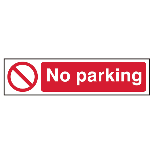 No Parking' Sign, Self-Adhesive Semi-Rigid PVC 200mm x 50mm