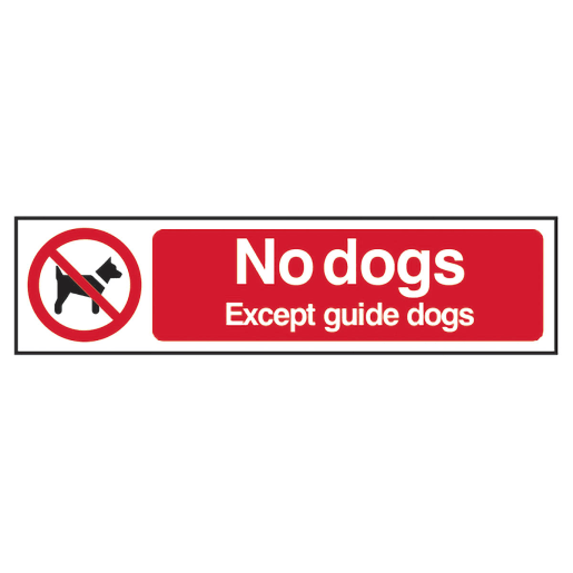No Dogs Except Guide Dogs' Sign 200mm x 50mm