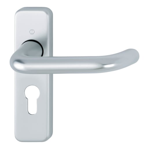 Hoppe Return to Door Lever Lock on Backplate Euro Profile Satin Anodised Aluminium (AR200S on Plate)