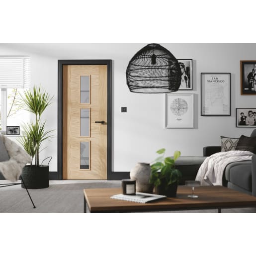 Sofia 3 Light Prefinished Oak Door 686 x 1981mm