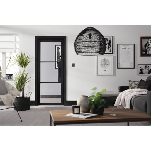 Tribeca 3L Primed Plus Black Doors 838 x 1981mm