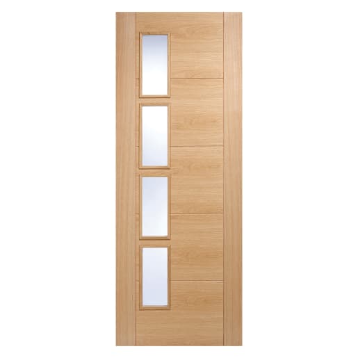 Vancouver 4 Light Offset Prefinished Oak Door 686 x 1981mm