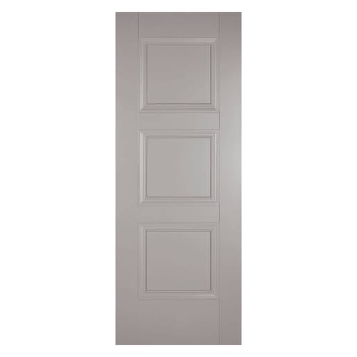 Amsterdam 3 Panel Primed Plus Silk Grey Door 838 x 1981mm