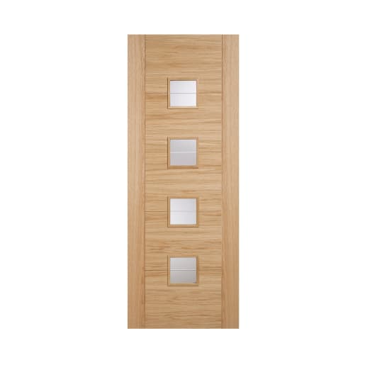 Vancouver 4 Light Small Prefinished Oak Door 726 x 2040mm