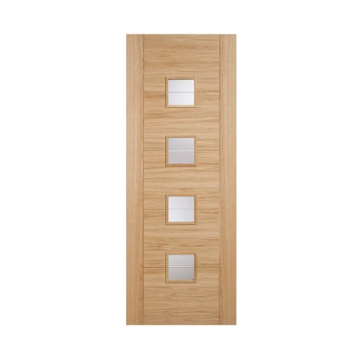 Vancouver 4 Light Small Prefinished Oak Door 826 x 2040mm