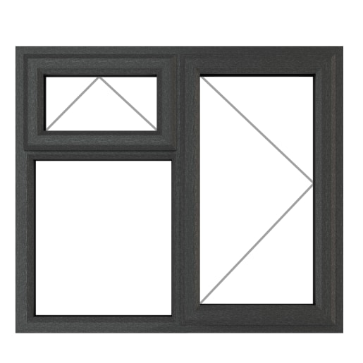 PVC-U RH Side Hung Top Opener Window 1190 x 965 mm Grey/White