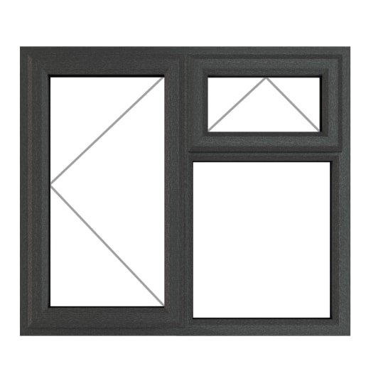 PVC-U LH Side Hung Top Opener Window 905 x 965 mm Grey/White