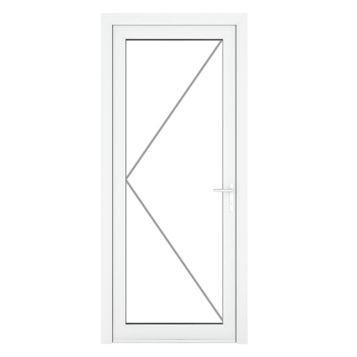 PVC-U Single Door Clear Glazed Left Hand 840 x 2090 mm White