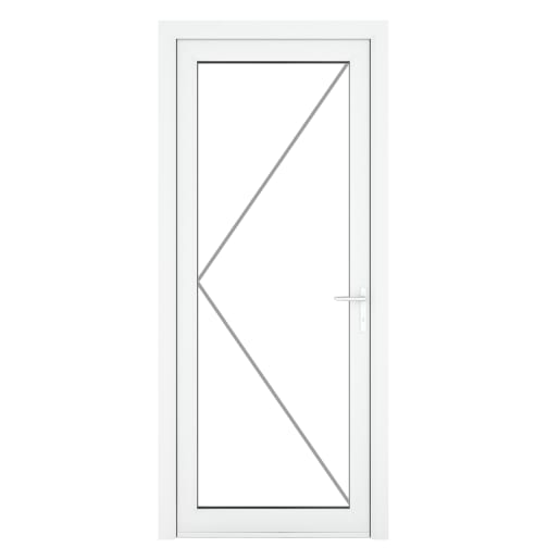 PVC-U Single Door Clear Glazed Left Hand 920 x 2090 mm White
