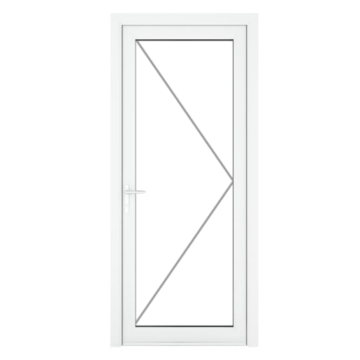 PVC-U Single Door Clear Glazed Right Hand 840 x 2090 mm White