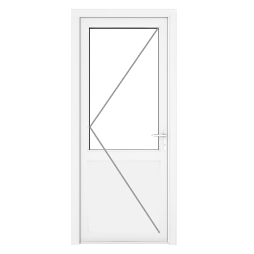 PVC-U Single Door 1 Panel Clear Glazed Left Hand 840 x 2090 mm White