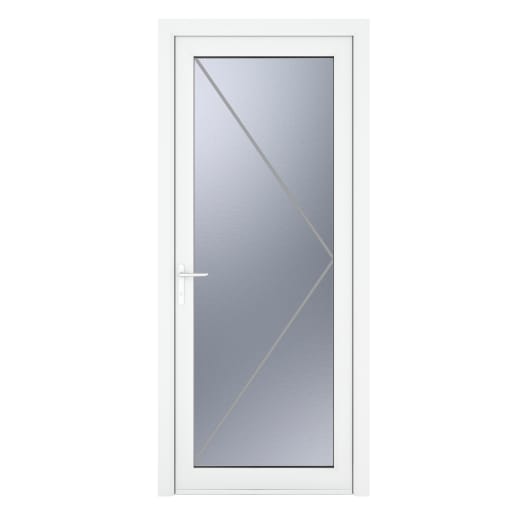 PVC-U Single Door Obscure Glazed Right Hand 890 x 2090 mm White